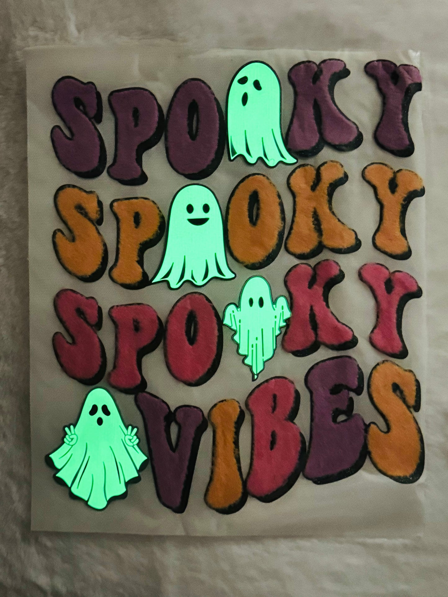 Spooky Vibes Glow in the Dark Chenille and Glitter  & Heat Transfer