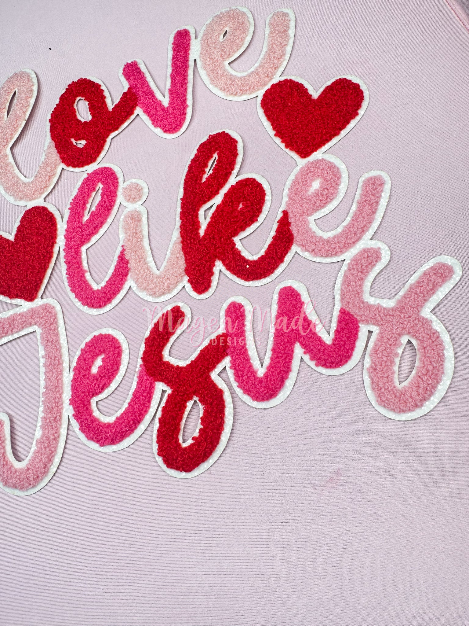 Love Like Jesus Chenille and Glitter Iron On Patch