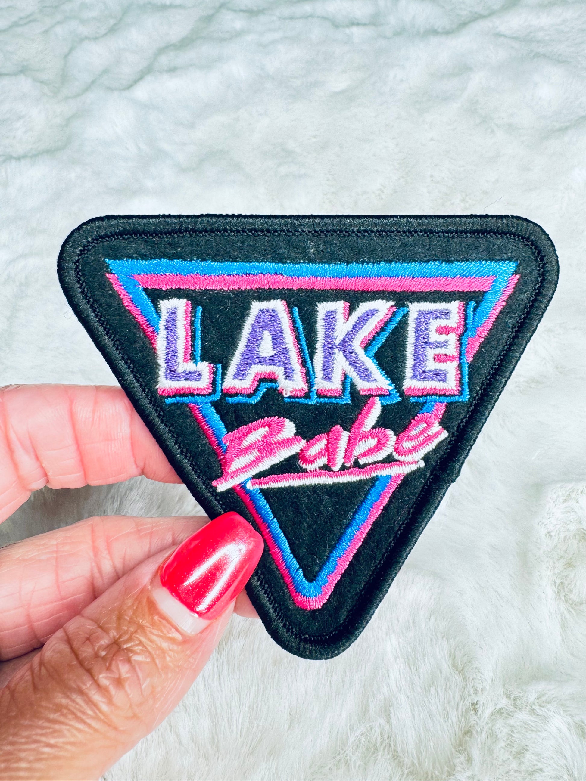 Triangular Lake Babe Embroidered Patch