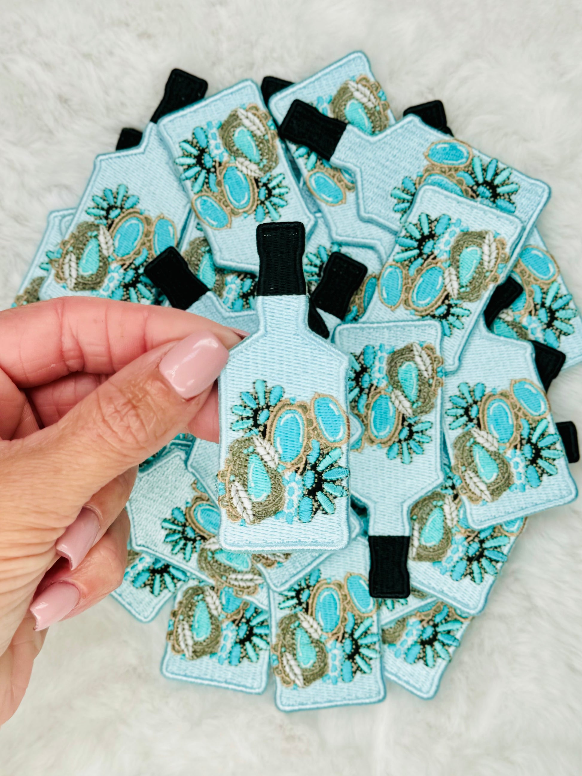 Bottle of Turquoise Jewels Embroidered Patch