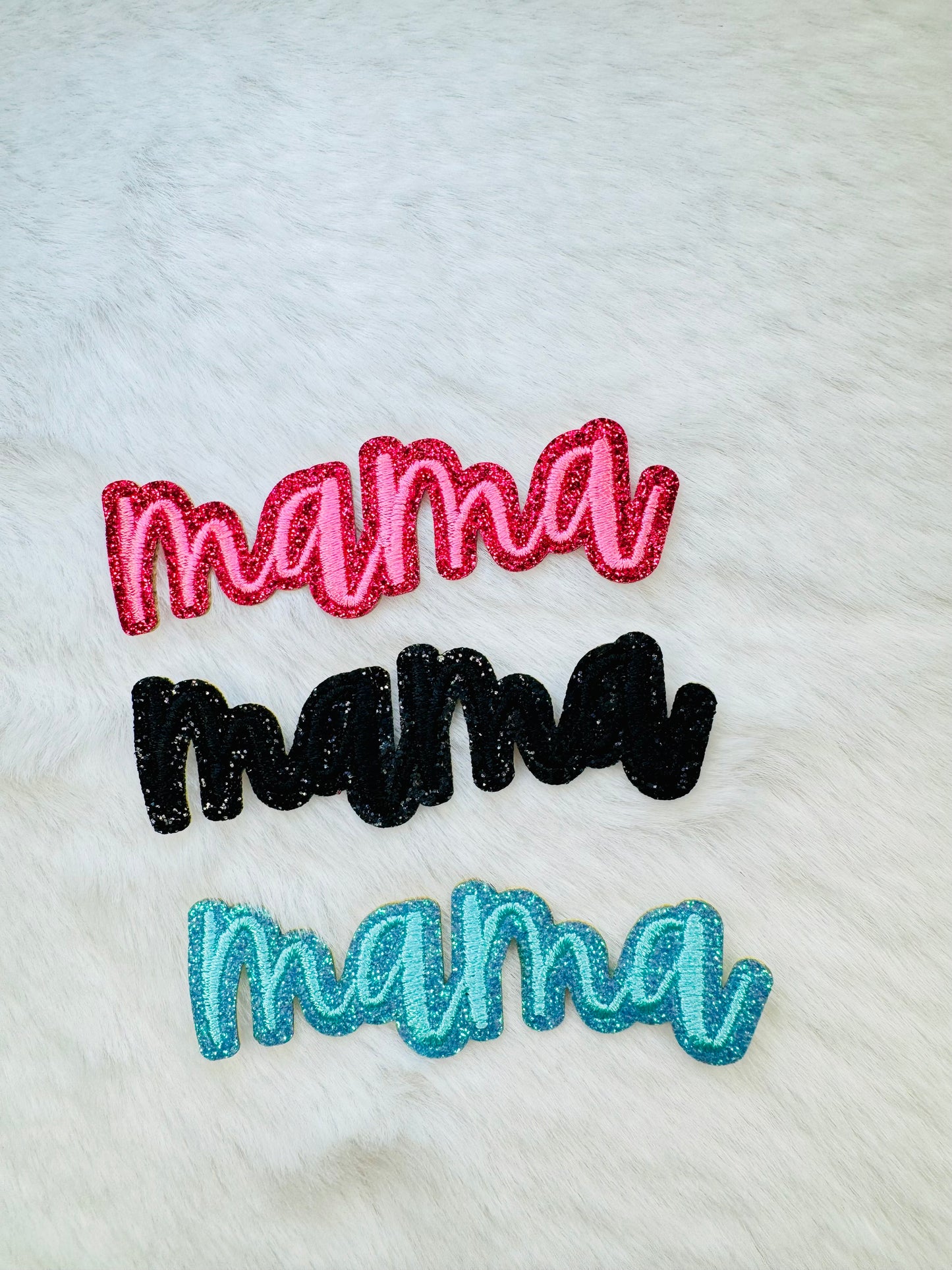 Black Mama With Glitter Embroidered Patch