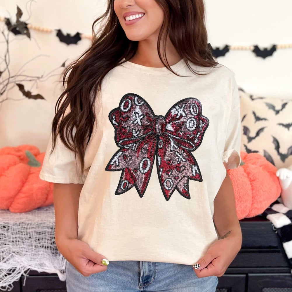 XOXO Bow Sequins Patch