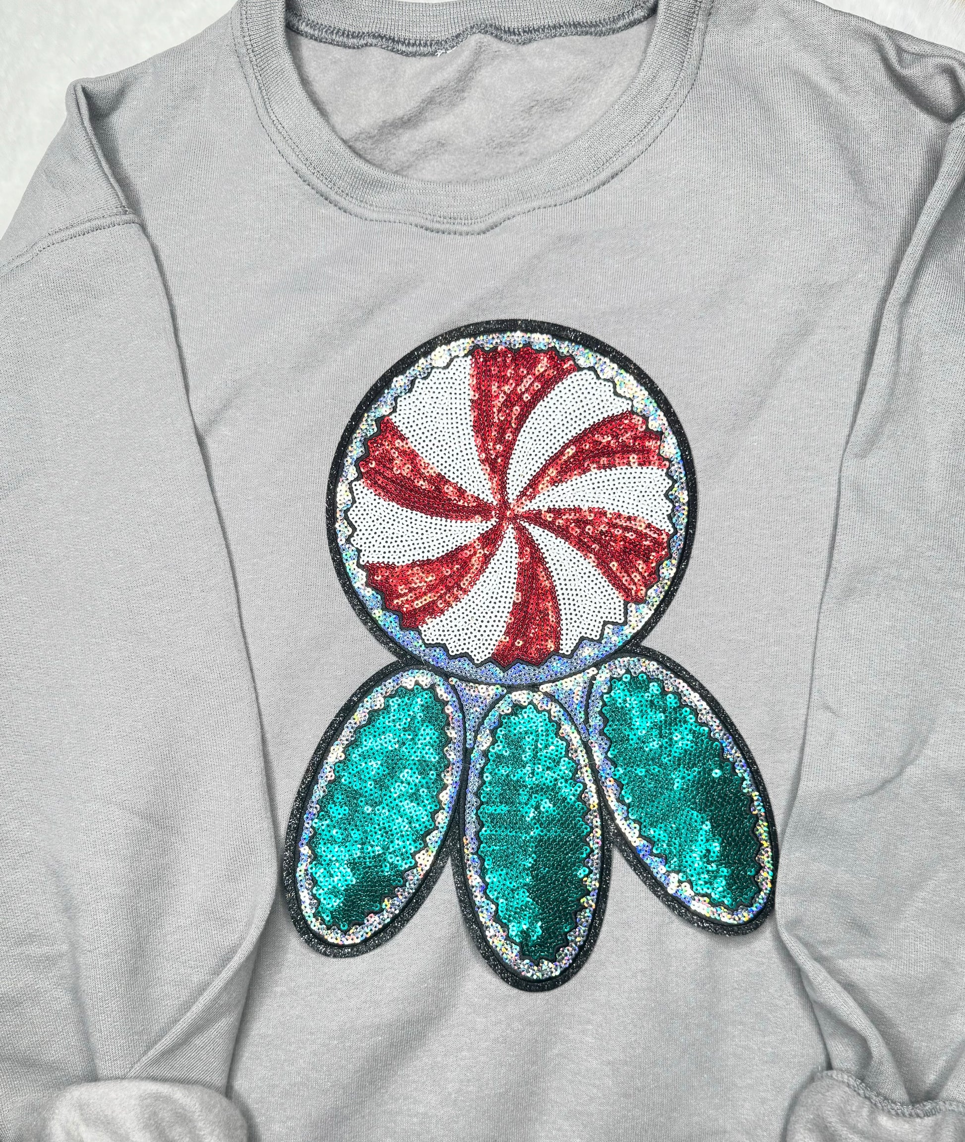 Peppermint and Turquoise Jewels Sequin Patch