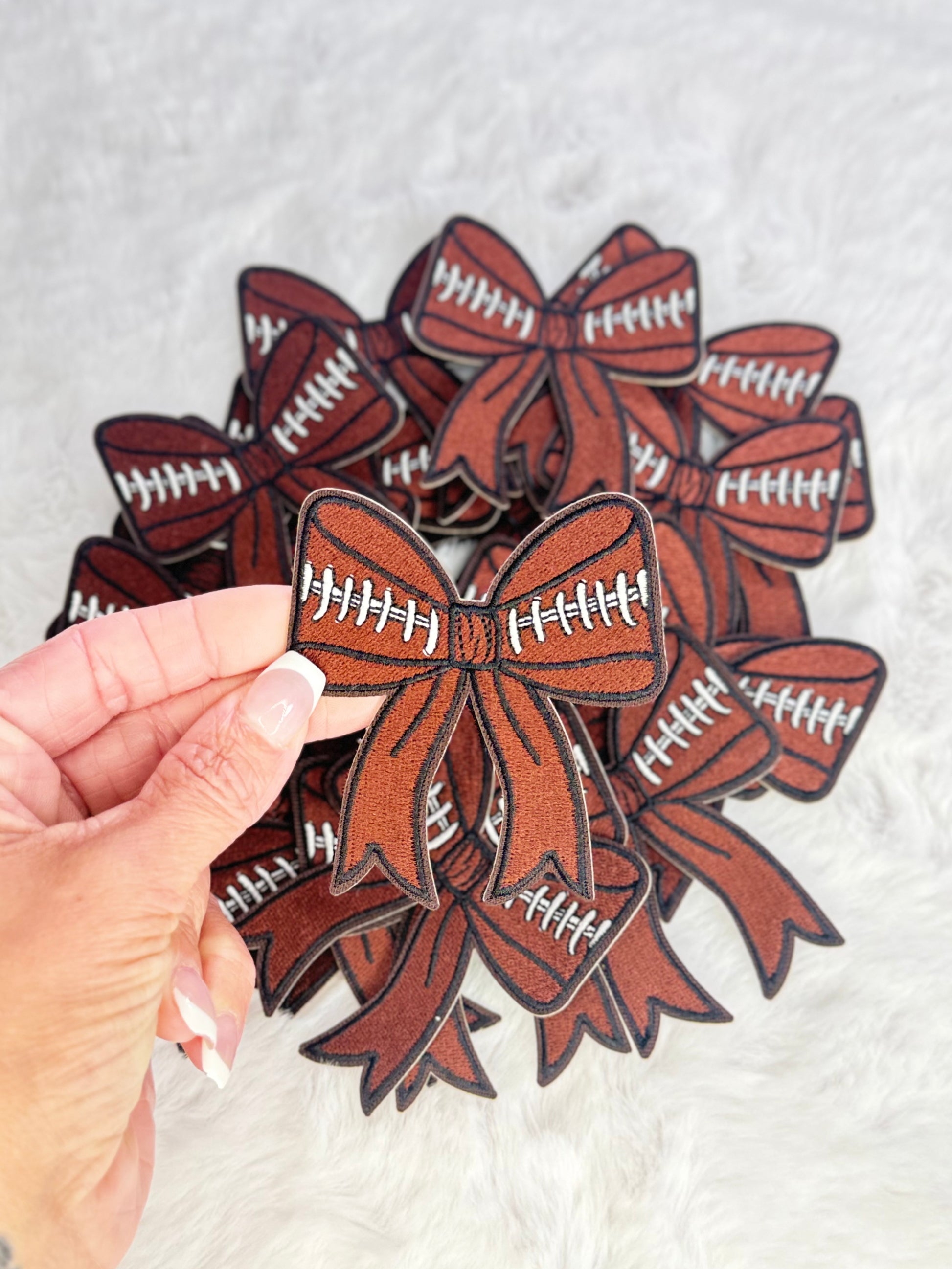 Football Coquette Bow Embroidered Patch