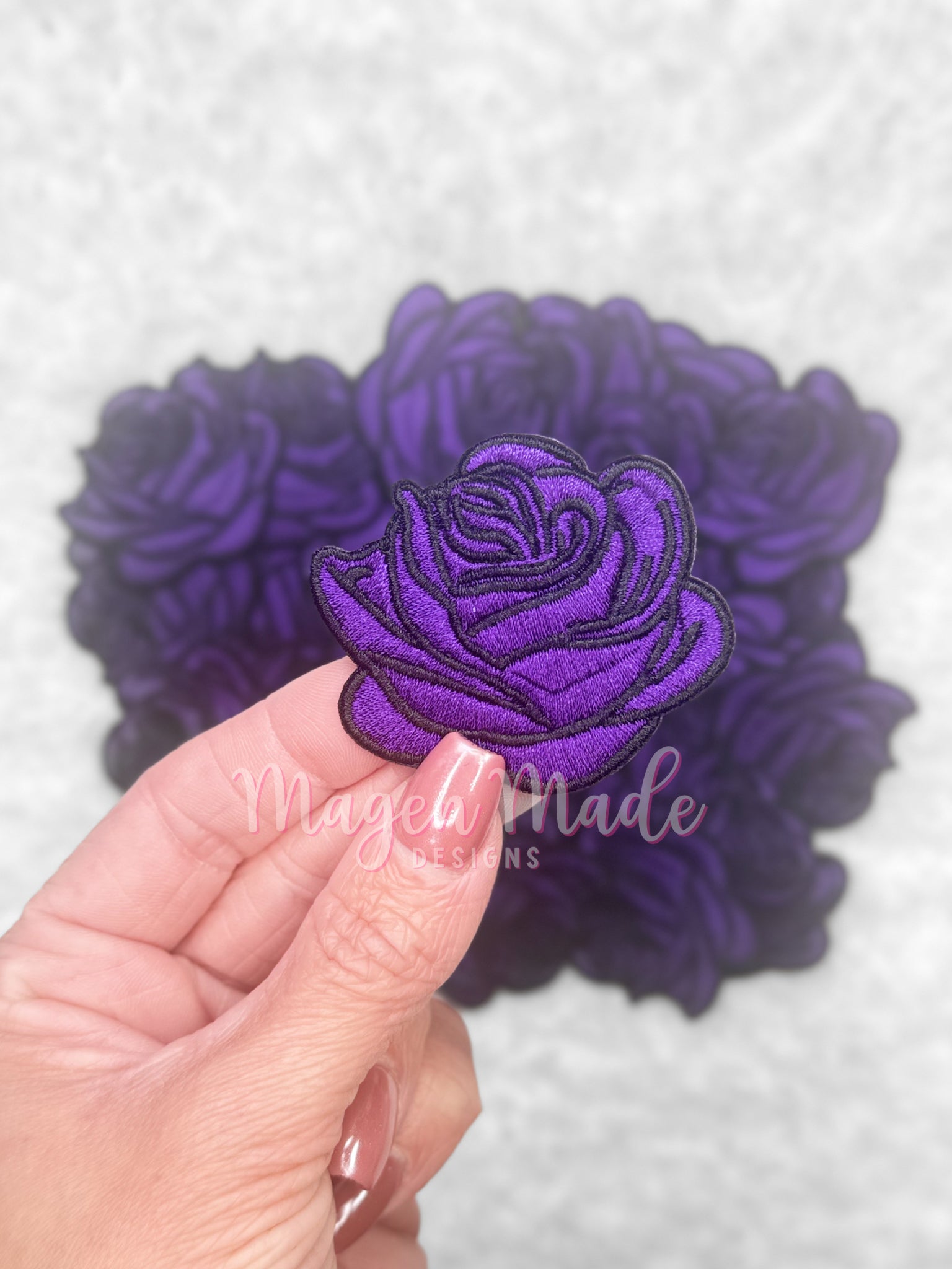 Purple Rose Embroidered Patch