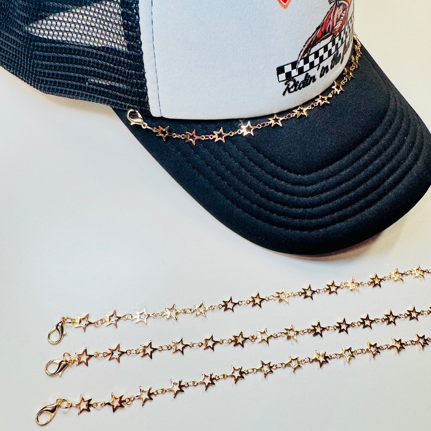 Gold Star Metal Linked Hat Chain