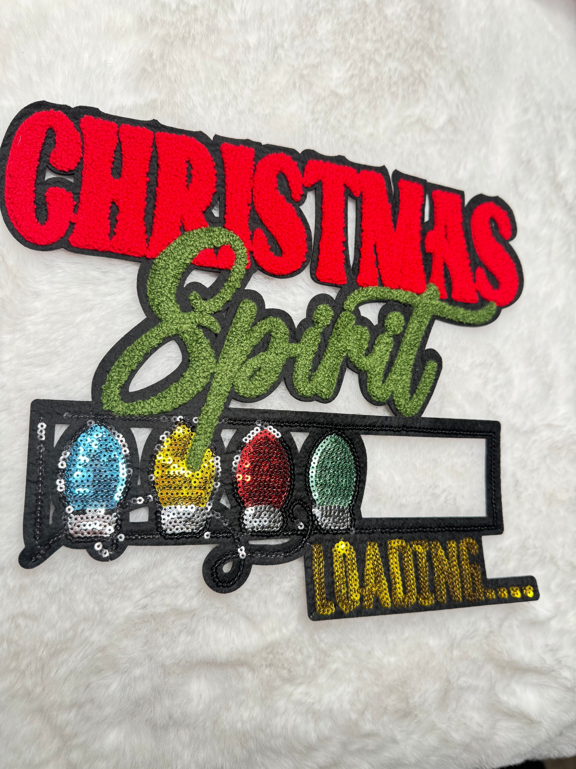 Christmas Spirit Loading Embroidered and Sequins Patch