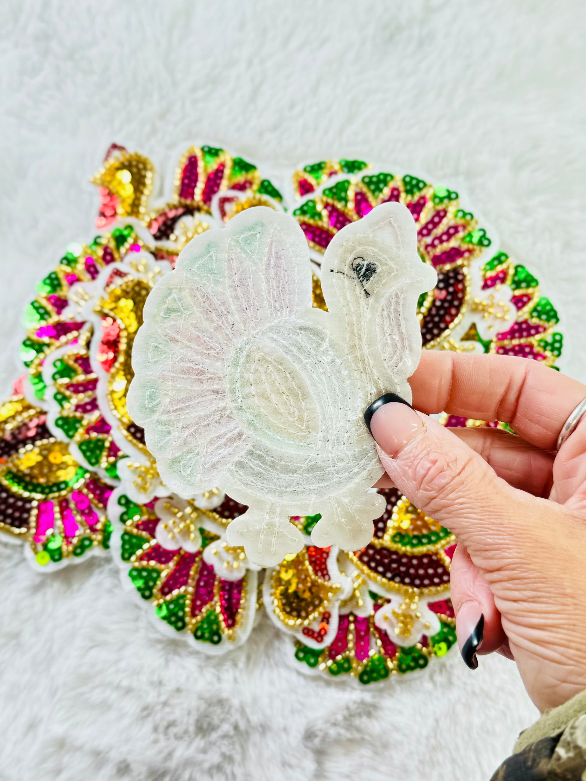 Colorful Turkey Sequins Patch