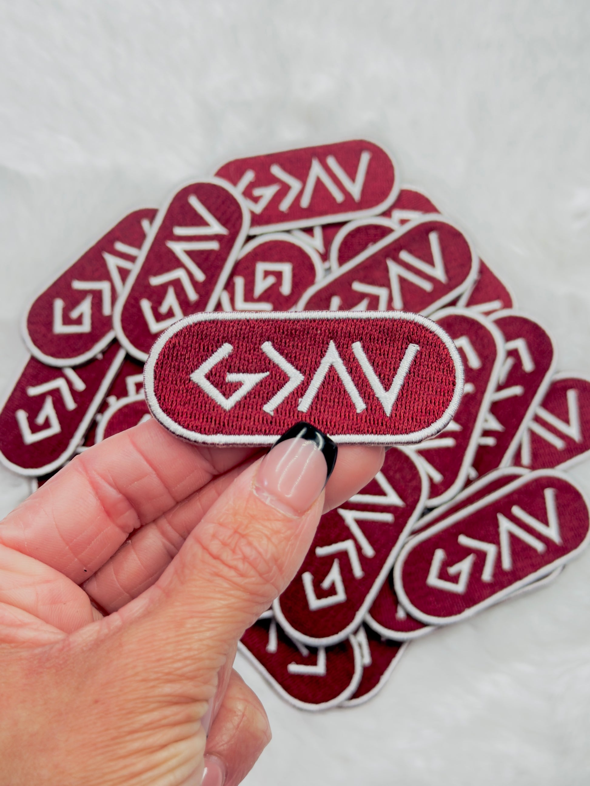 God Is Greater Than Maroon Embroidered Patch