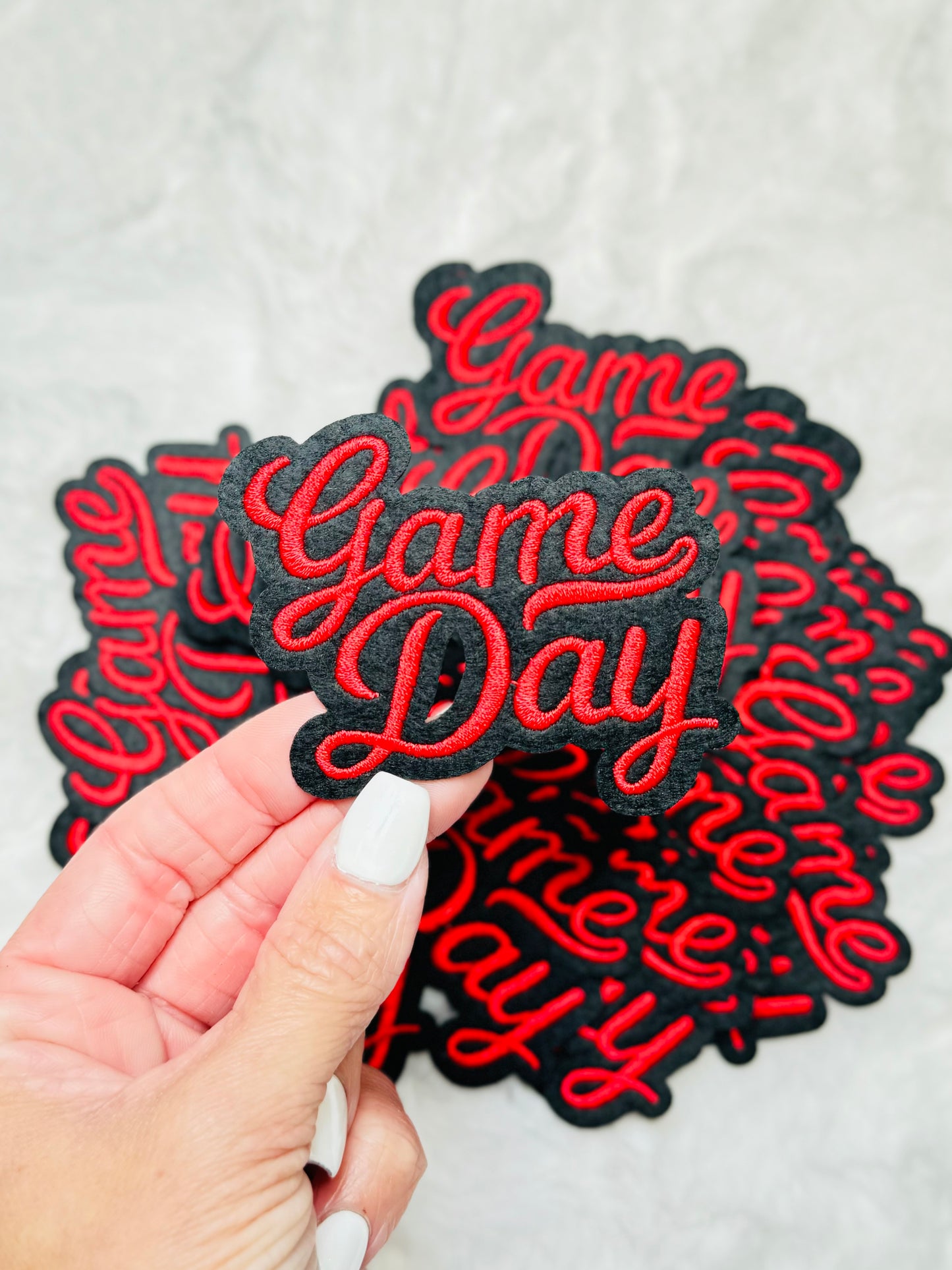Red Game Day Embroidered Patch