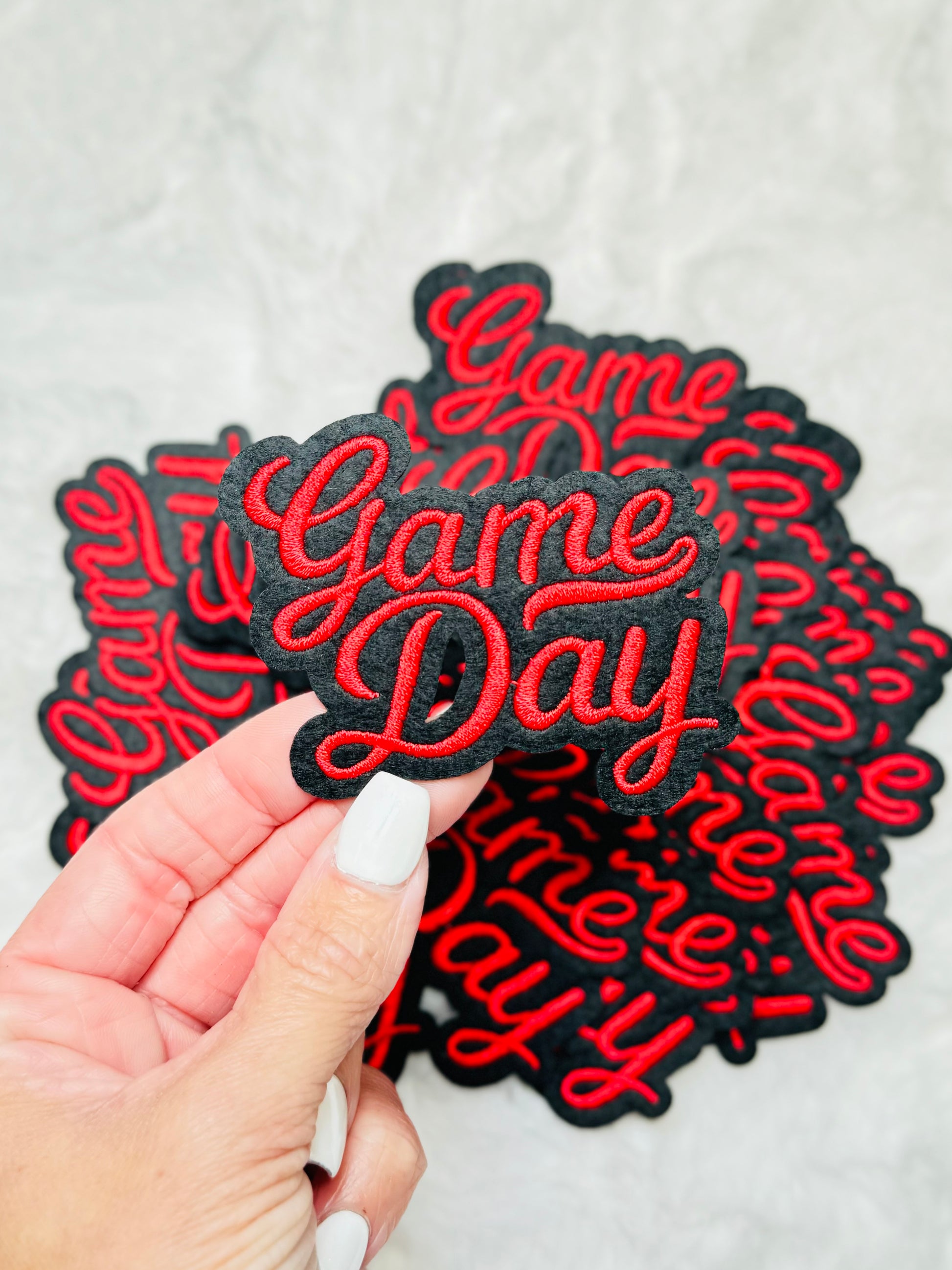 Red Game Day Embroidered Patch