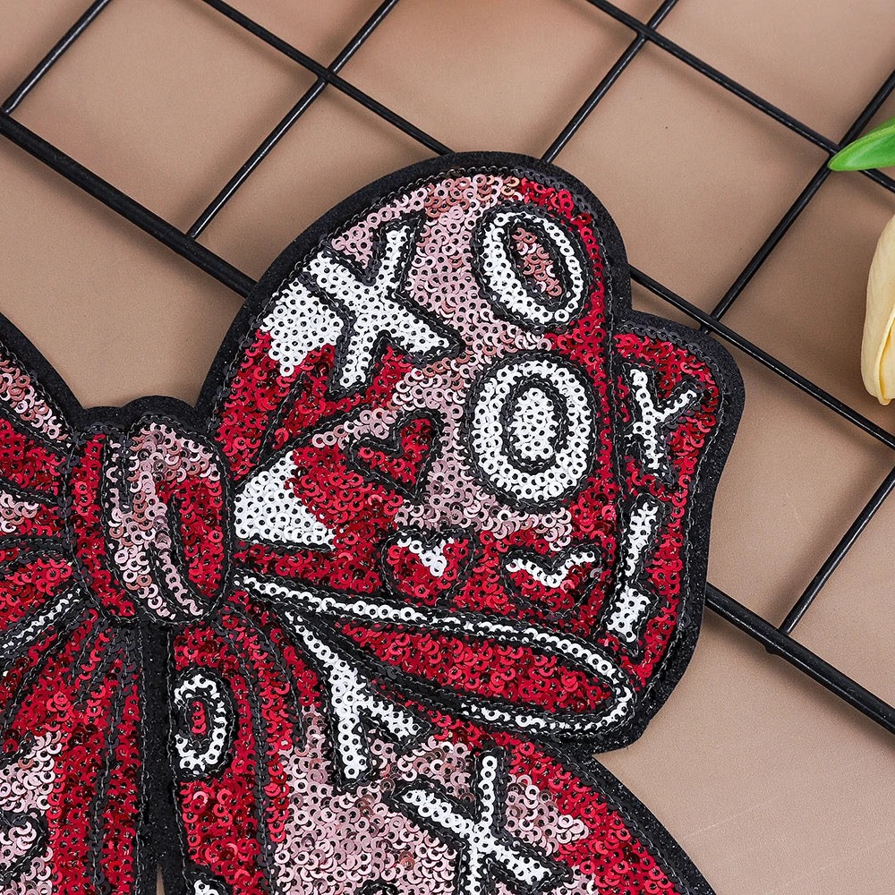 XOXO Bow Sequins Patch