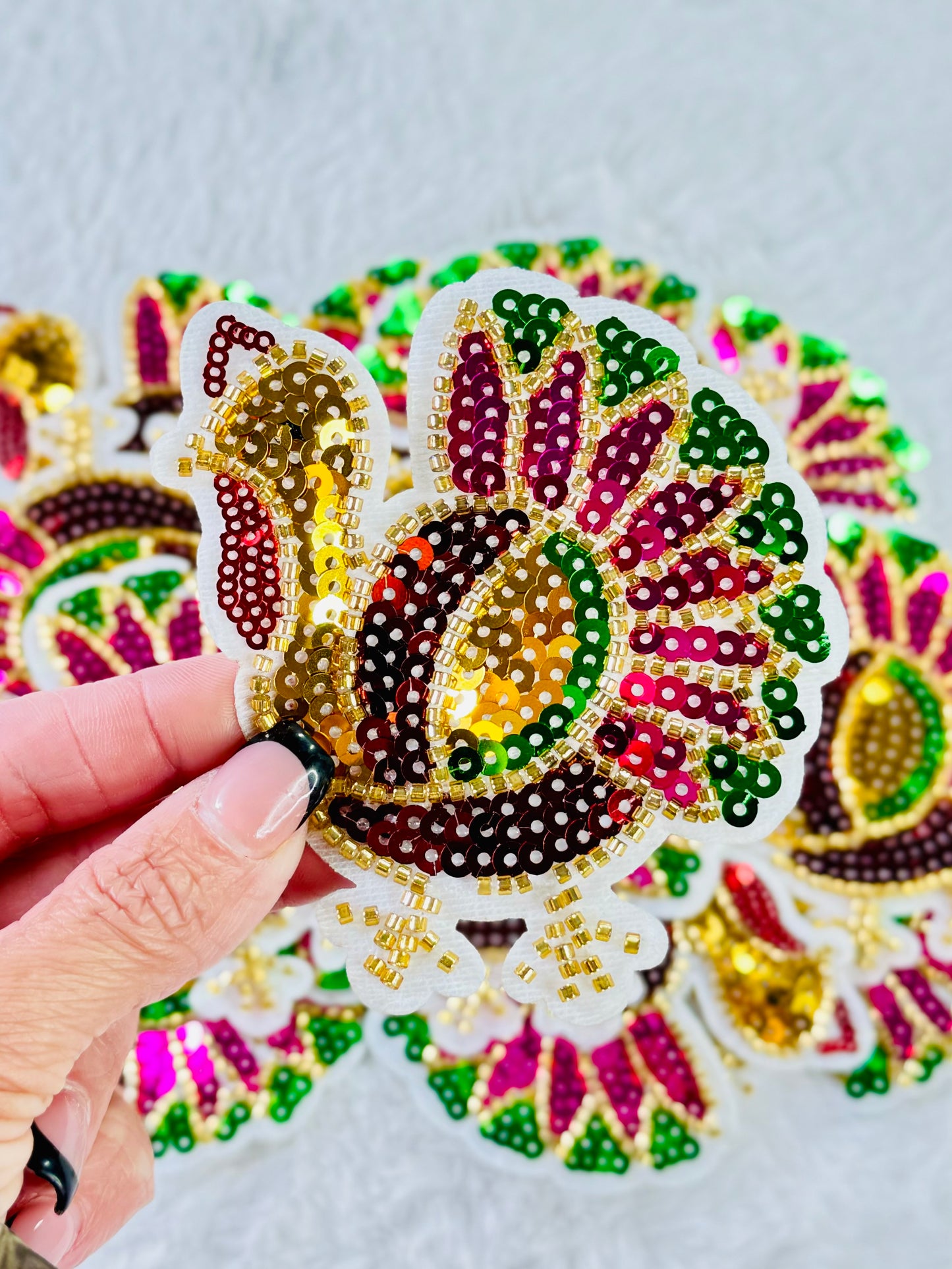 Colorful Turkey Sequins Patch