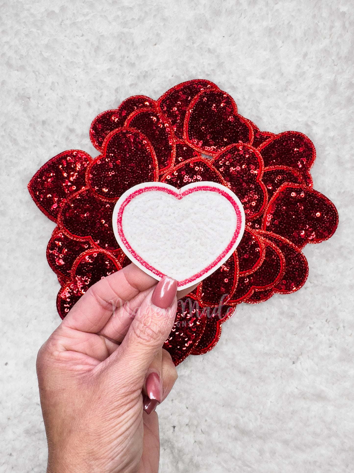 Heart- Small Iron On Glitter and Sequins Patch