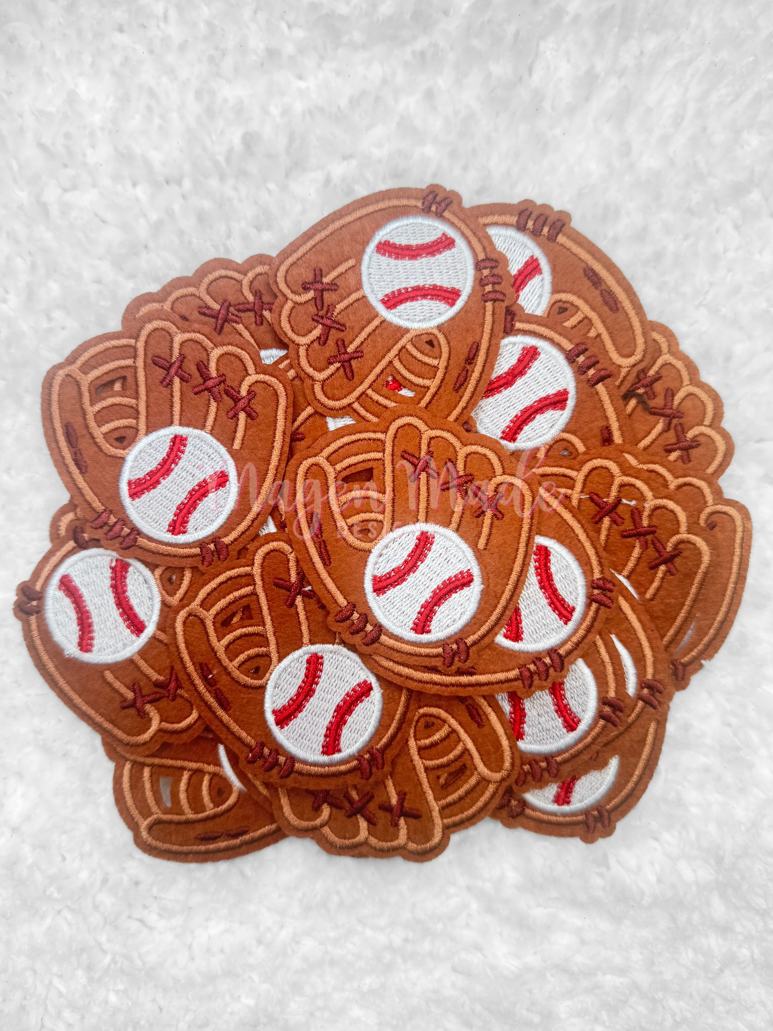 Baseball In Glove Iron On Embroidered Patch