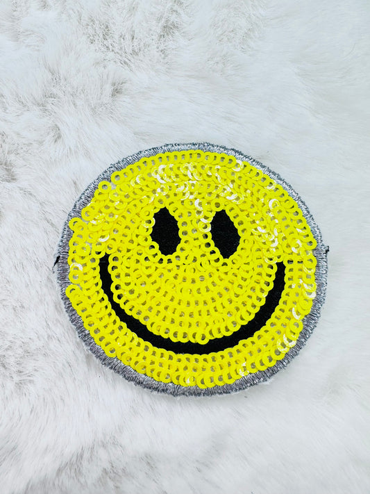 Yellow Sequin Smiley Face Patch