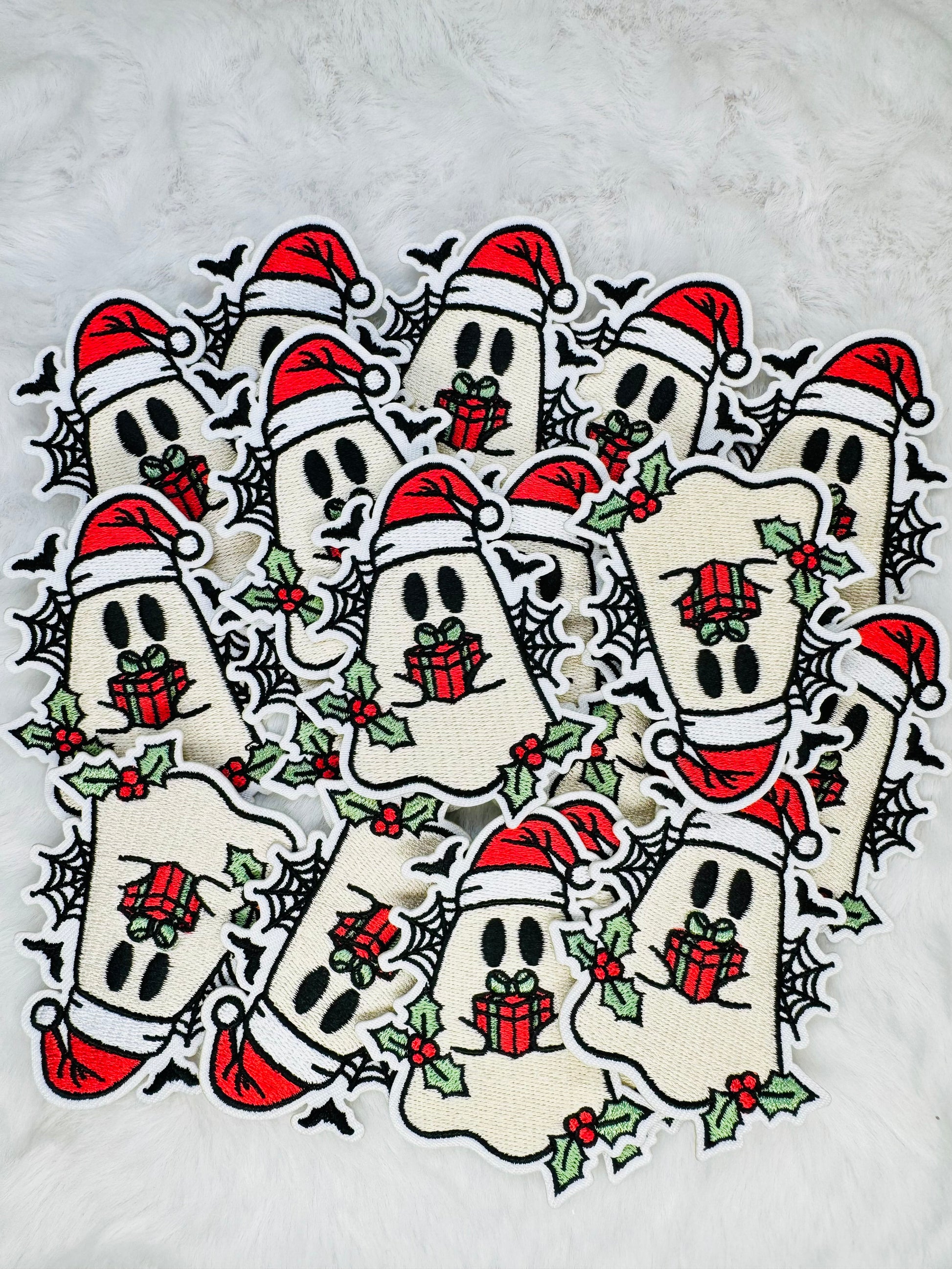 Spooky Christmas Ghost Embroidered Patch