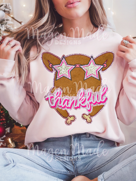 Thankful Turkey Chenille and Glitter Patch