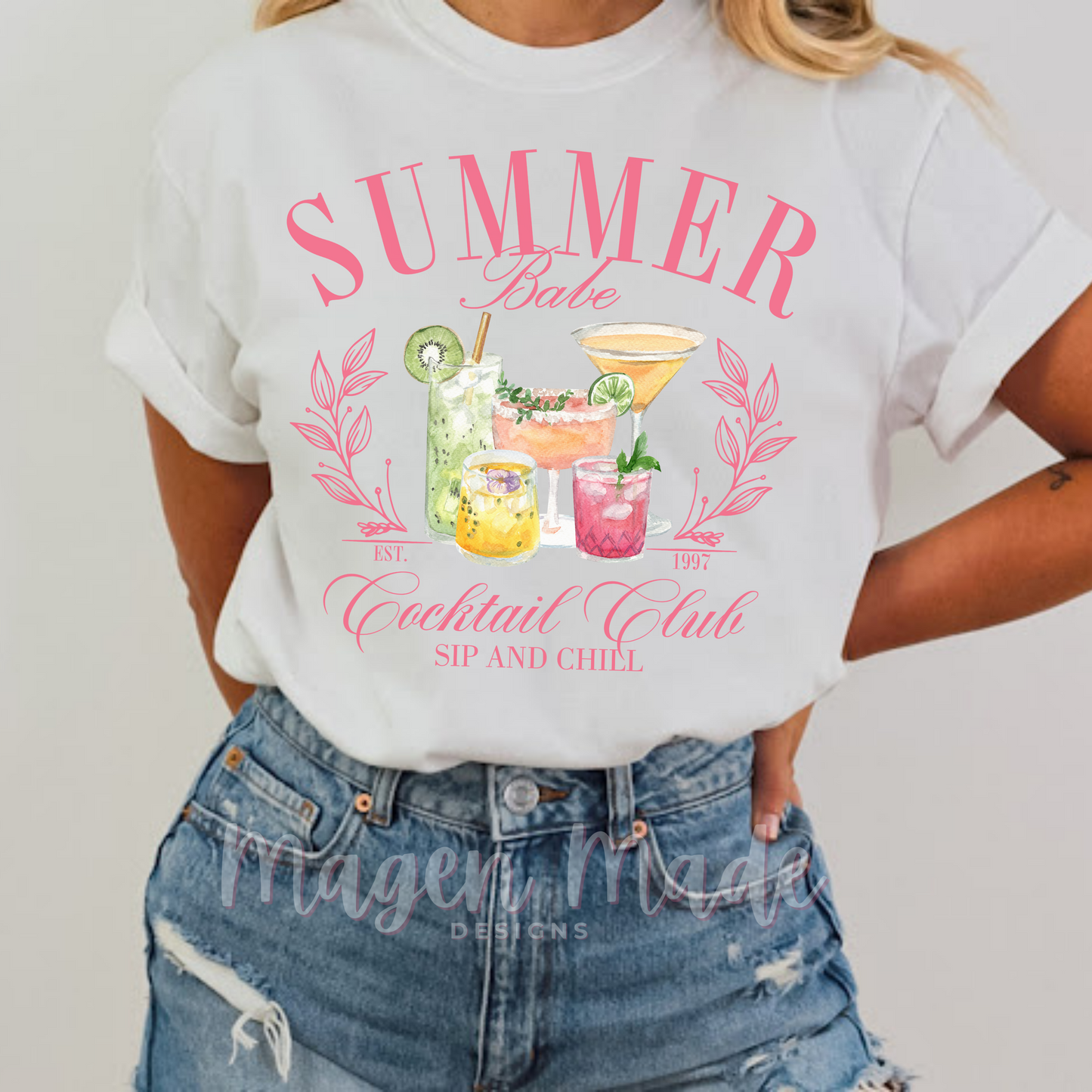 Summer Babe Cocktail Club Sceen Print Transfer