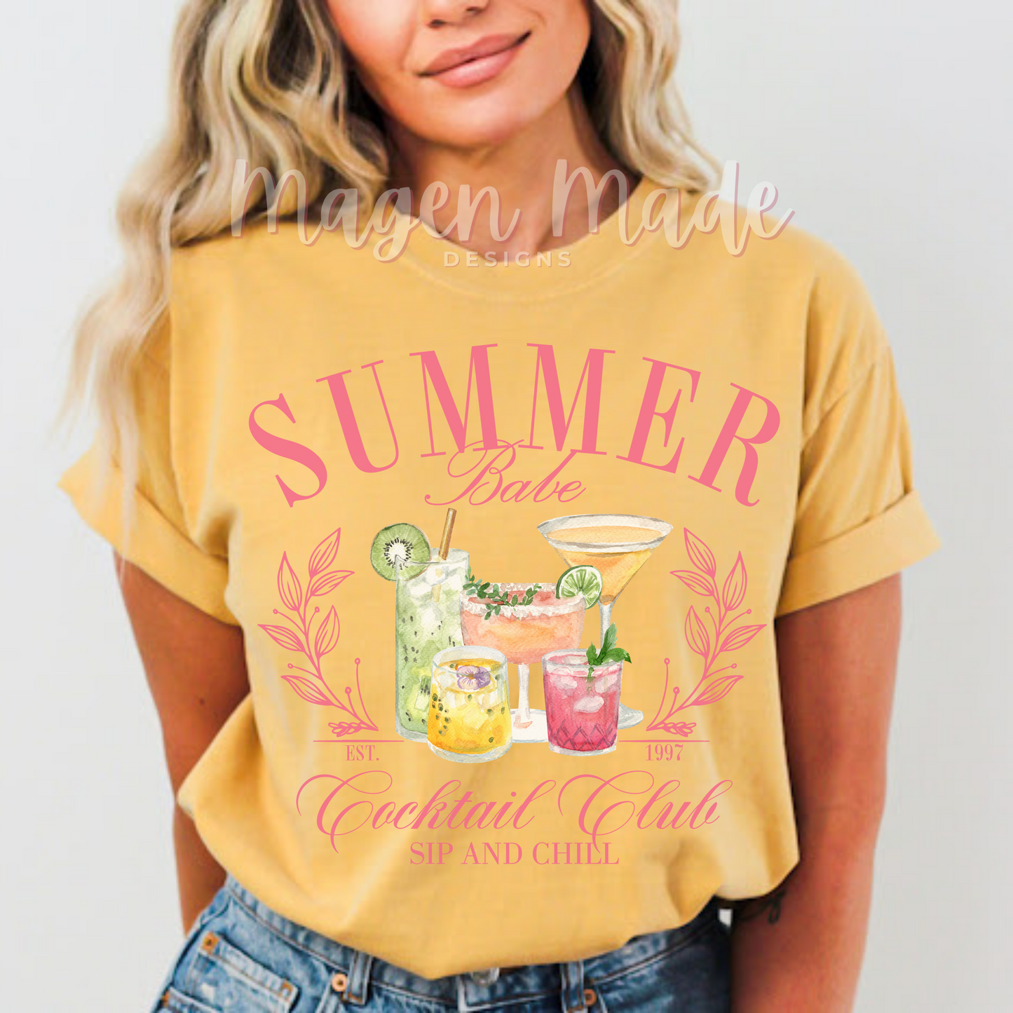 Summer Babe Cocktail Club Sceen Print Transfer