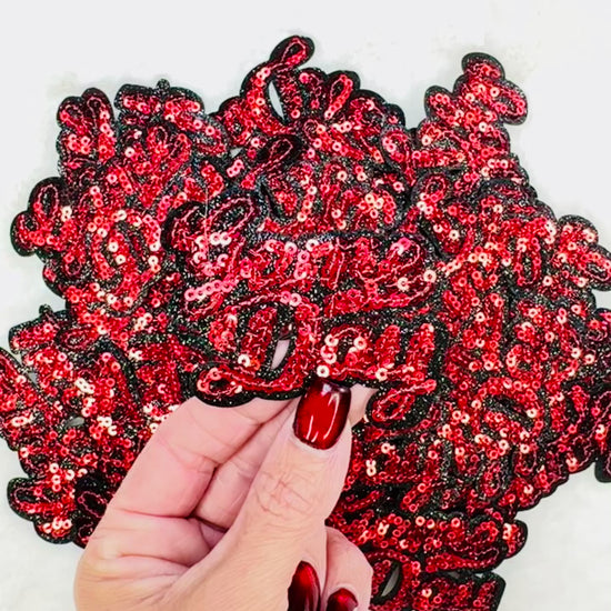 Red Game Day Sequins & Glitter Patch