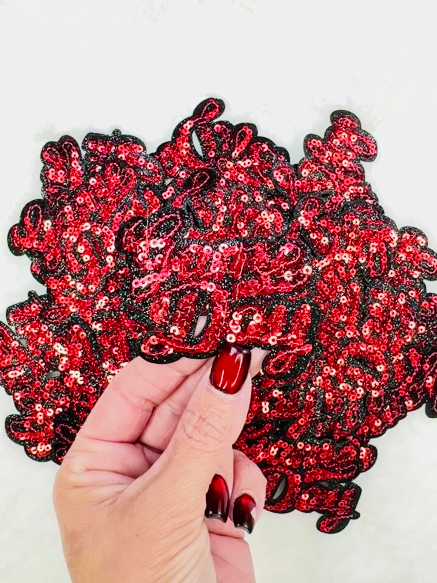 Red Game Day Sequins & Glitter Patch