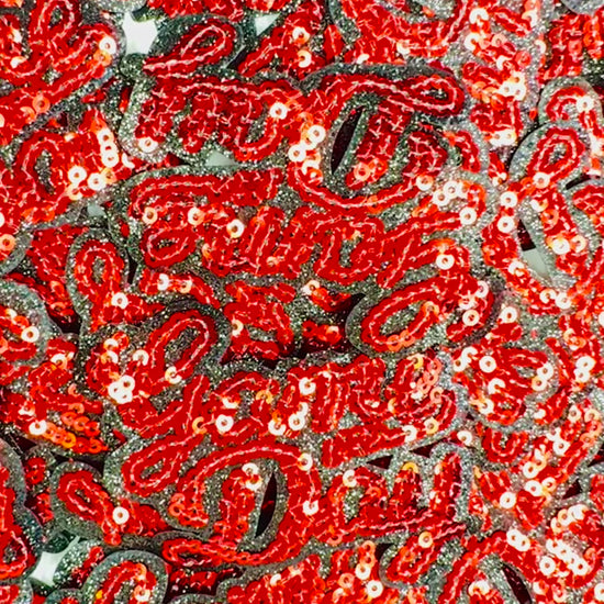 Red Game Day Sequins & Glitter Patch