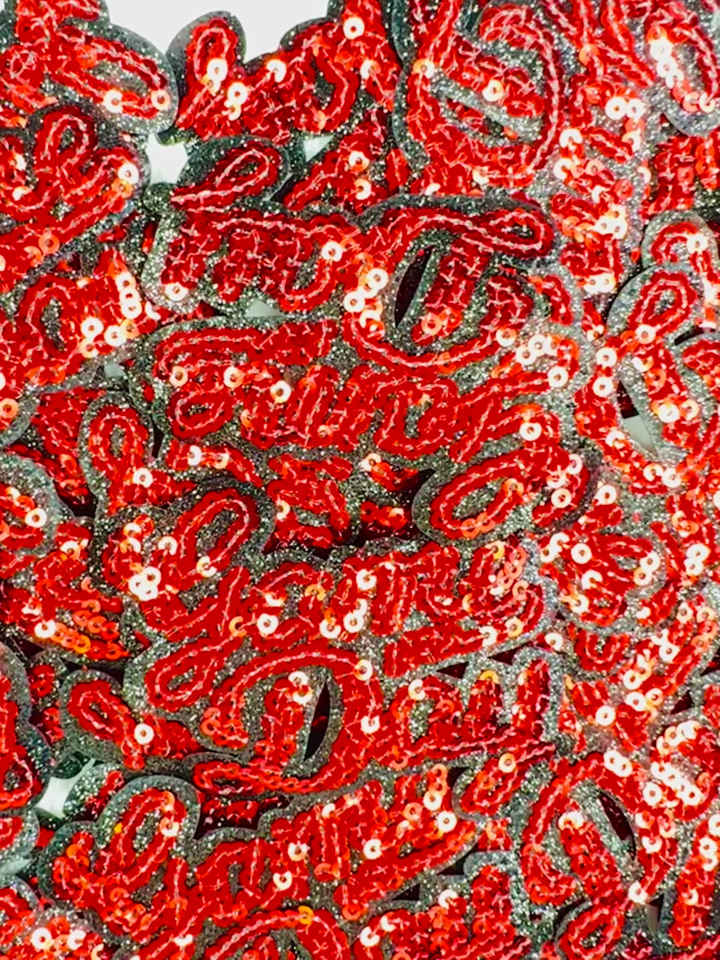 Red Game Day Sequins & Glitter Patch