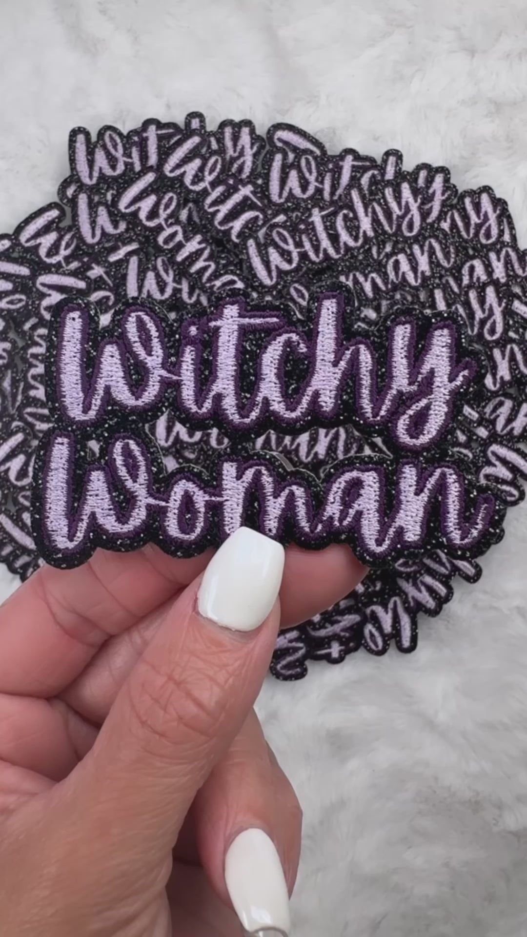 Short video showing the Witchy Woman Glitter Embroidered Patch